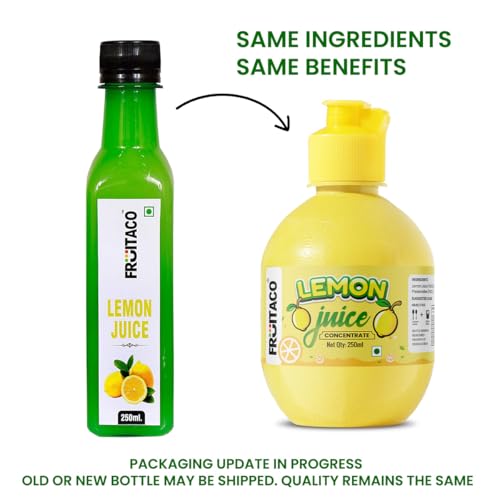 Image of Fruitaco Yellow Lemon Juice Concentrate - Pack of 3 (750ml) | Equivalent to 75 Lemons | Pocket Bottle | Easy to Use in Cooking, Beverages, Shikanji, Lemonade & More