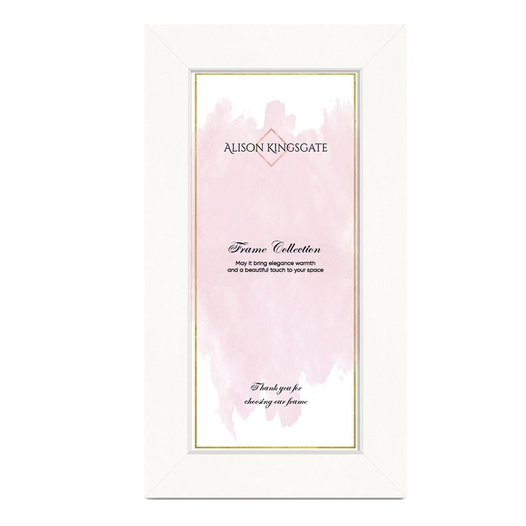 Alison Kingsgate 10X5 Modern Picture Frames - Engineered Wood Photo Frame with Shatterproof Perspex Front - Ideal for Posters, Certificates & Artwork - Wall Mount or Tabletop Display - White