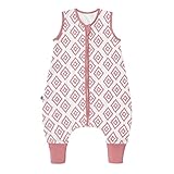 emma & noah Premium Baby Schlafsack mit Füßen Sommer, Bequem & Atmungsaktiv, 100% Bio-Baumwolle, OEKO-TEX Zertifiziert, Flauschig, Bewegungsfreiheit, 1.0 TOG (Rauten Rosa, 70 cm)