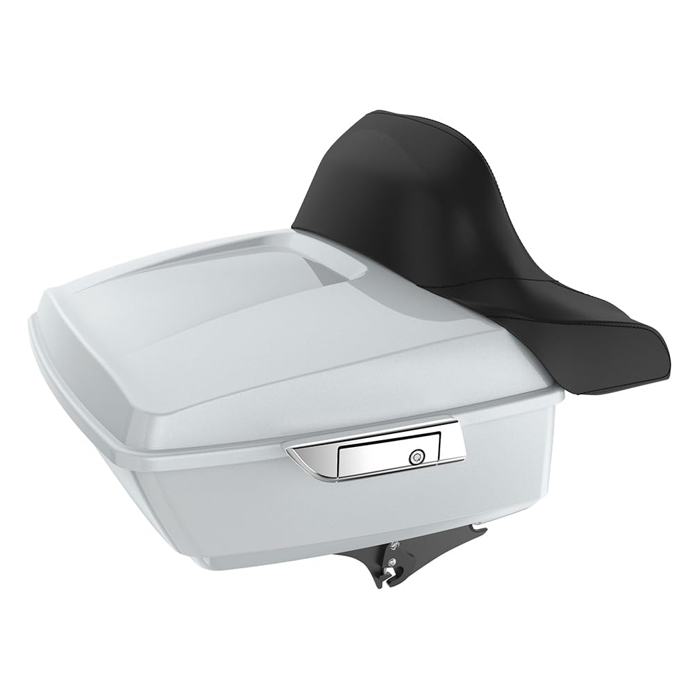 Mats-Csrewy King Tour Pack for Harley 2014+ White Onyx Pearl, Tour Pack Latch, Top Luggage Rack, Black Mount Bracket, Metal Plate for Harley Touring Road Glide