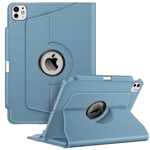 Image of Fintie Rotating Case for iPad Pro 11-inch (M5) 2025 / (M4) 2024 - [Built-in Pencil Holder] 360 Degree Swiveling Smart Stand Protective Cover, Auto Sleep /Wake, Ocean Blue