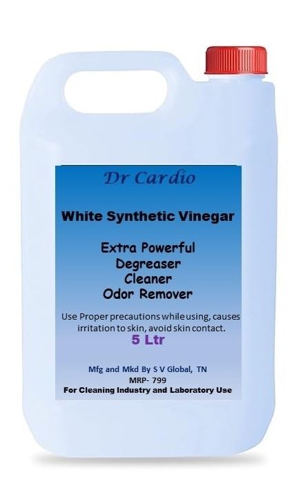 Image of Dr Cardio Synthetic White Vinegar 5 ltr for Cleaning Super Strong 20% acidty odor removal | Flies and Insects control | Limescale remover Residue free