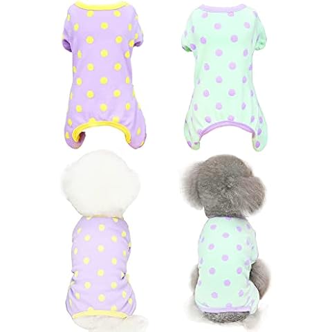 2 Pieces Dog Pajamas Dot Patterns for Puppy Clothes Holiday Festival Party Dogs Costumes Doggie Shirts Cat Outfits Dog Sweatshirt for Small Dogs Cats Boy Girl Clothes Cover