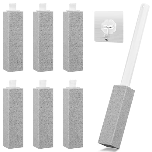 Moukiween 6-Piece Set of Long Handled Pumice Toilet Cleaning Pumice, Pumices Stone Toilet Bowl Cleaner Used for Cleaning Barbecue Grills, Bathtubs, Swimming Pools, Toilets, Sinks