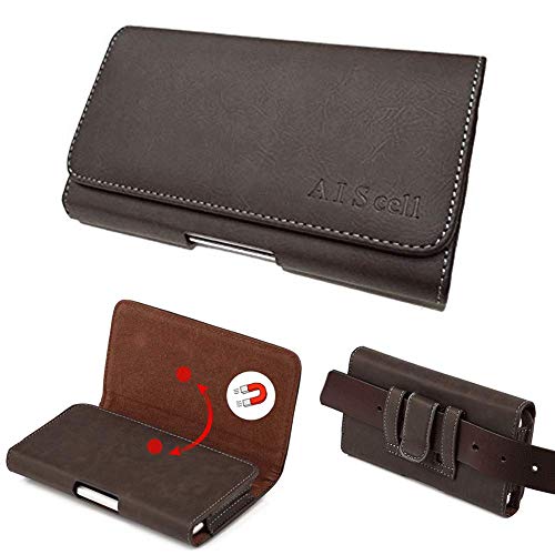 Aiscell Belt Hip Leather Carrying Case, Brown Suede Faux Leather Pouch Belt Clip Holster 6.20 X 3.50 X 0.60 Inches,Compatible For Huawei Raven Lte H892L, With Hybrid Protective Case Armor Cover #TOP11