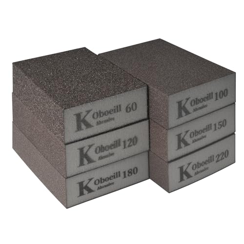 SZWLJ 6Stück(6 Körnung 60/100/120/150/180/220) ‌Schleifschwamm‌ mit ‌schleifpapier‌ für Holz/Metall – wiederverwendbar. Ideal für DIY & Autoreparaturen. ‌Schmirgelpapier‌ für Nass- und Trockensandung.