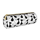 OUZPGAQ Cute Black Cat Kawaii Cylindrical Pencil Case Pouch Office Desk Organizer Teacher Gift Gadget Bag Make Up Case Cosmetic Bag Stationary Pencil Box