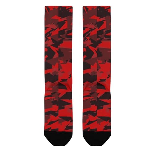 Mid-Calf Casual Socks,Camouflage Military Camo Red Breathable Athletic Running Socks Fashion Sport Socks For Women Men3