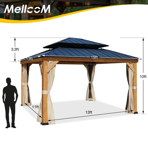 MELLCOM-13-x-15-Outdoor-Hardtop-Gazebo-Cedar-Wood-Framed-Gazebo-with-Powder-Coated-Metal-Roof-for-Gardens-Patios-Lawns MELLCOM 13 x 15 Outdoor Hardtop Gazebo Cedar Wood Framed Gazebo with Powder Coated Metal Roof for Gardens Patios Lawns