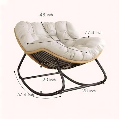 Patio Leisure Rocking Chairs，Padded Rocking Chair - Oversized Adult Lounge Balcony Steel Frame Patio, Garden and Living Room OutdoorIndoor Comfort Office Chair