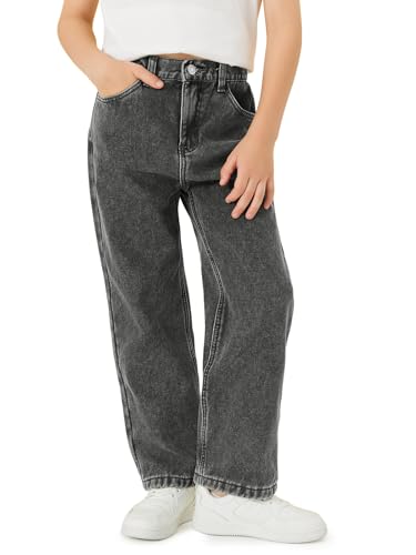 Haloumoning Boy's Thermal Fleece Lined Jeans Kids Elastic Waist Straight Leg Denim Pants with Pockets