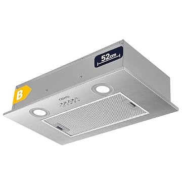CIARRA CBCS5913A Cappa da cucina integrata 52 cm in acciaio inox - 300 m³/h- Evacuazione - 3 Velocità - Illuminazione LED -cappa cucina incasso