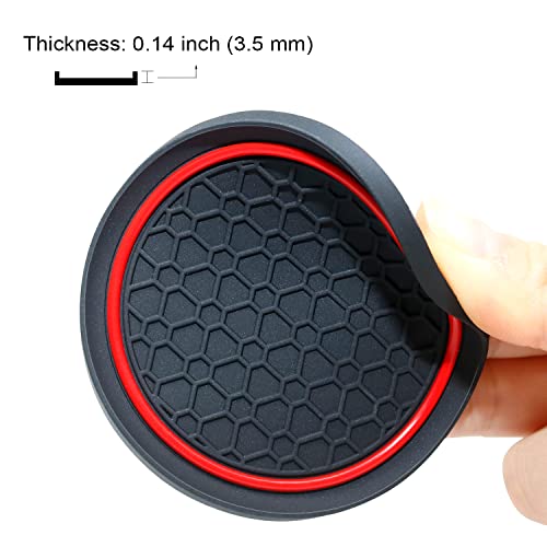 for Ford Mustang Accessories 2015-2023, Custom Fit Cup Holder Liners, Anti Dust Mats and Door Pockets Rubber Inserts Pad Mat Kit (Red