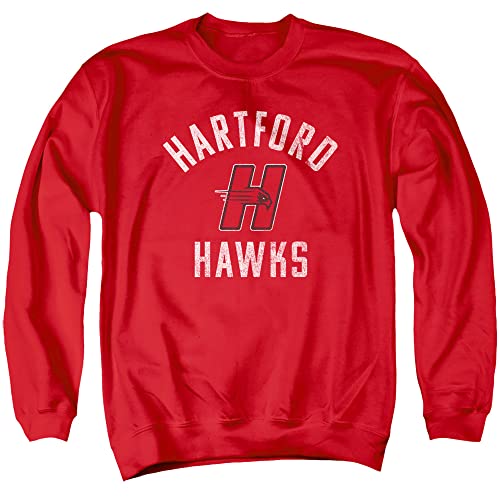 University of Hartford Official Hawks Logo Unisex Adult Crewneck Sweatshirt,Red, Small