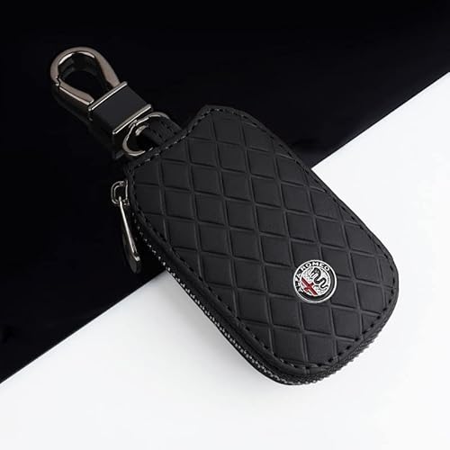 Porte carte porte clés porte clés protecteur couverture porte clés pour Alfa Romeo 147 155 156 159 166 Mito Giulia GT Giulietta télécommande porte clés coque étui porte couvercle protéger,Black Cover