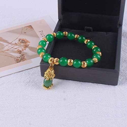 Bracelets à pendentif en agate dorée en onyx vert, le cadeau en cristal idéal