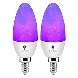 2 Pack E12 Flame Bulb LED Purple Fire Bulbs - Decorative Flickering Bulbs 3 Mode 3W Candelabra Candle Purple Light Bulb for Chandelier Vintage Lighting Halloween Bulbs, Indoor & Outdoor (Torpdeo)