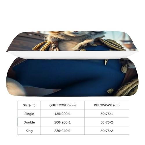 Housse de couette single chat pirate 135x200 microfibre pour lit enfant facile à laver - 4