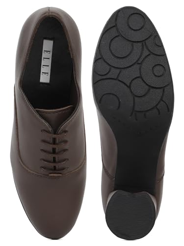 Image of ELLE Women's Classic Block Heel Pumps with lace-up
