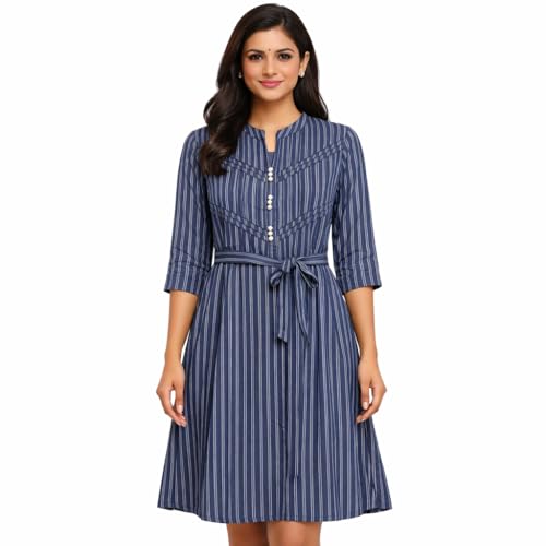 Image of CAMEY Women Striped Cotton Dress