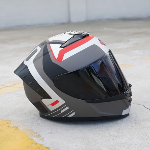 Image of Full Face Motorcycle Helmet,Helmets for Adults Motorcycle, MG611 Motorbike Racing Street Bike Helmets with Black Visor for Men Women,DOT Approved (Matte Gray Cloud, XXL)