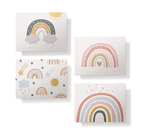 Image of Twigs Paper - 12 Vibrant Rainbow Blank Greeting Cards with Envelopes - 4 Different Design Cute Stationery Set for All Occasions - Assorted Rainbow Bulk Set - Made in USA (5.5 x 4.25, Set of 12)
