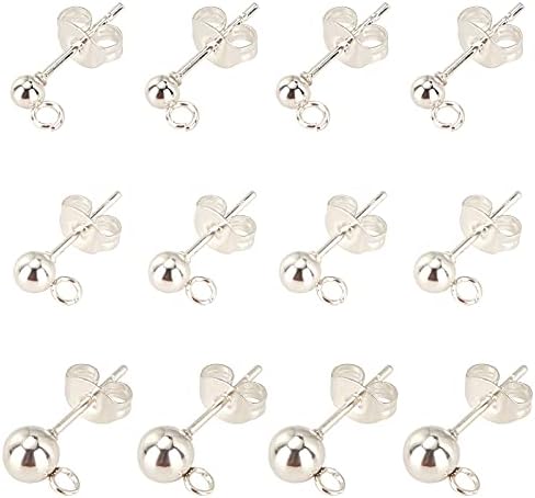 UNICRAFTALE about 30pcs 3/4/5mm Ball Stud Earring with Ear Nut Hypoallergenic Steel Earring with Loop Silver Color Earring Finding for DIY Earrings Jewelry Making