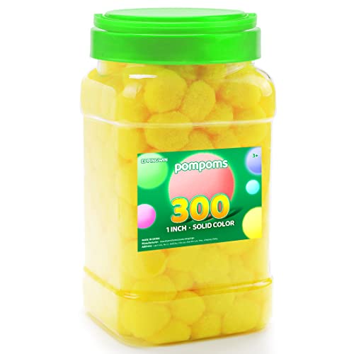 Eppingwin 300pcs 1 Inch Yellow Pom Poms, Soft Pompoms for Crafts, Pom pom Balls Arts & Crafts DIY Projects(Yellow)