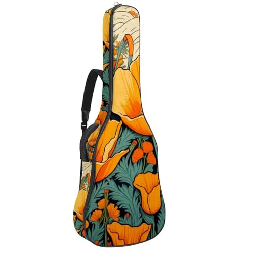 Housse de guitare acoustique fleurie avec sangles pour trajets urbains et répétitions