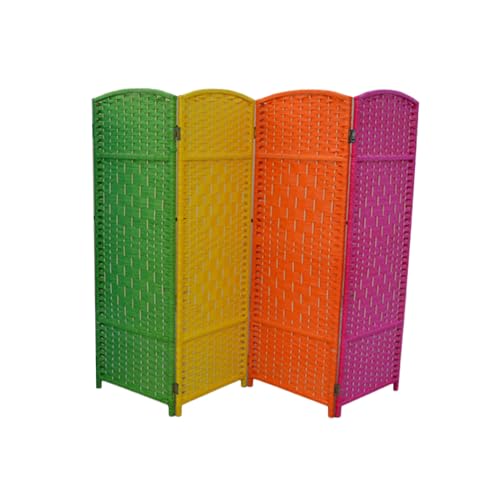 高さ120cmの部屋の仕切りと折りたたみ式のプライバシースクリーン、寝室とホームオフィス用の二重ヒンジの籐編みのパーティション壁(Color-2,120X40CM-3 piece)