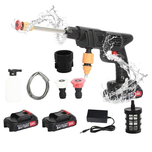24V Cordless Pressure Washer, 510 PSI Portable Pressure Washer, Cordless Power Washer with 5M Hose, 2 × 1.5Ah Battery & Charger, Battery Pressure Cleaner for Car Garden Cleaning & Watering