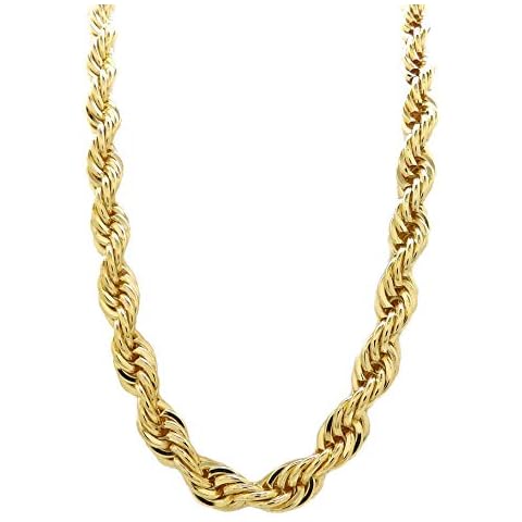 Fashion 21 Hip Hop 80' Unisex Rapper's 8, 10, 12mm Hollow Rope Chain Necklace in Gold, Silver Tone, na Cover