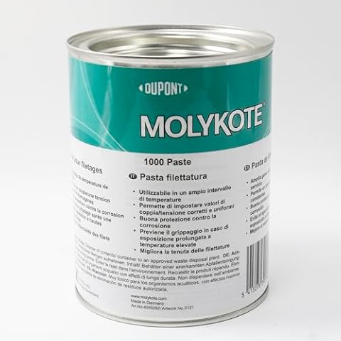 Molykote 1000 Paste 1kg Lubrication Grease Solid Lubricant for Bolted Metal Joint Anti Seize Thread Connection Fastener High Load High Temperature Brown Lead Nickel Free Cover