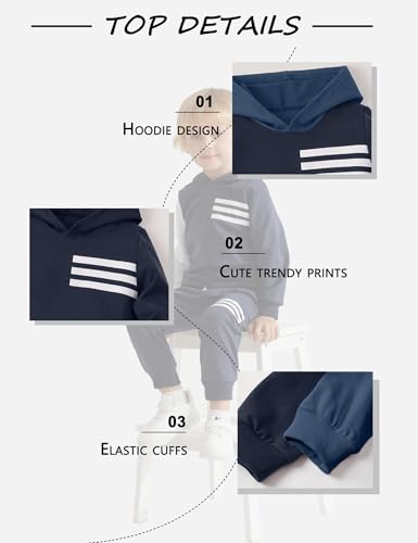 Image of Toddler Boy Clothes Long Sleeve Hoodie Sweatsuits Tops and Pants 2Pcs Boys Fall Winter Outfits Set