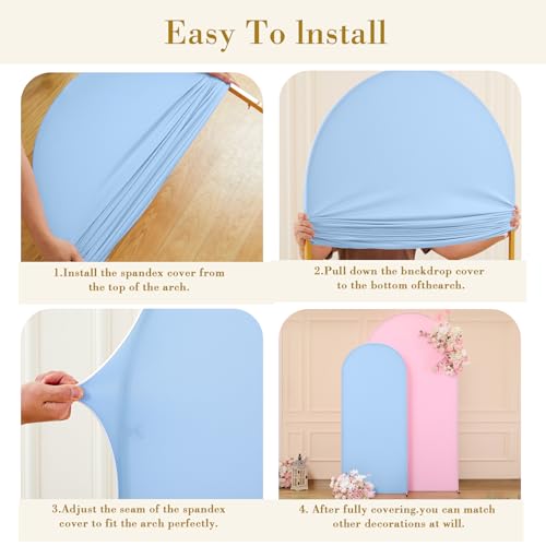 Image of Pink and Blue Arch Cover 2 Set- 7.2 and 6ft Gender Reveal Arch Backdrop Cover Spandex Arch Stand Covers for Baby Shower Boys or Girls Birthday Party Banquet Photo Background Decorations