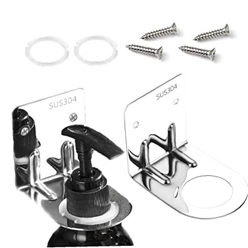 シャワージェルボトルホルダー ステンレス ソープシャワージェルオーガナイザー 壁掛け フックホルダー バスルームアクセサリー ネジ付き 2個セット