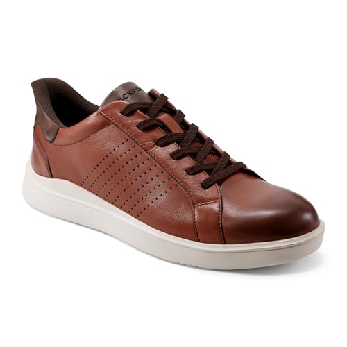 Rockport Tenis Tristen Step Activados de encaje a punta para hombre, cuero natural oscuro, 8.5 Wide
