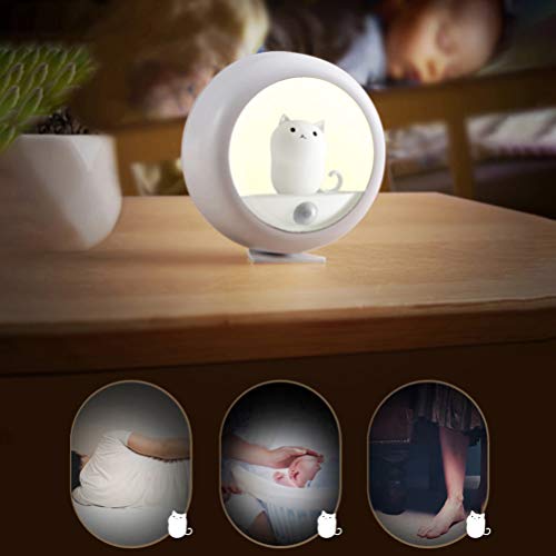 Uonlytech Luz noturna com sensor de corpo, linda luminária para quarto de gato e quarto com USB e ca