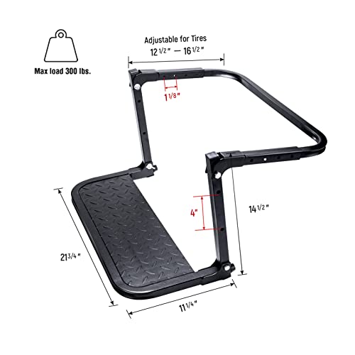 Image of AA Products Universal Tire Steps for Pickup Truck, SUV and RVs Adjustable Tire Mounted Auto Step Fits Any Tire from 9' to 13', Rated up to 300 lbs