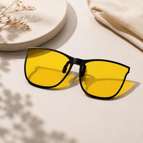 Image of Clip on Anti Blue Light Filter Glasses UV Blocking Anti Eye Strain Unisex (Night Driving Yellow B)