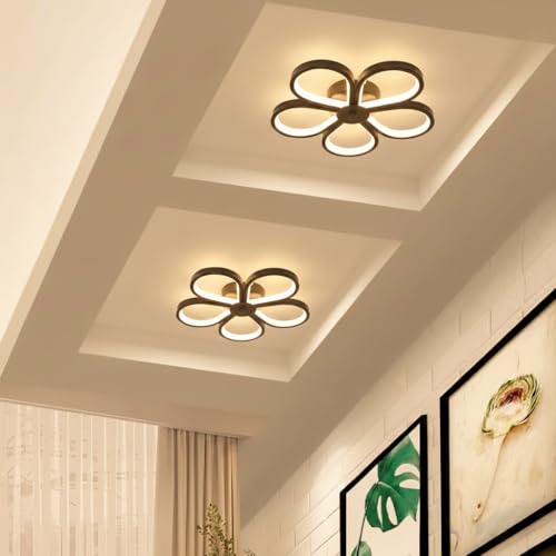 Image of ORANOOR 50W LED Ceiling Chandelier Light - 3 Color Mode (Warm /Natural /Cool), 12 Inch Flower Design, Eye-Protecting Light for Living Room, Bedroom & Hall