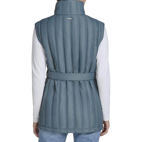 Andrew Marc Women's Self Tie Quilted Tunic Length Vest3