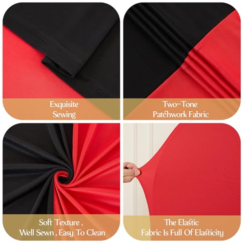 Image of Black Red Arch Cover 2 Set-7.2 and 6ft Arch Backdrop Cover Spandex Wedding Arch Stand Covers for Birthday Party Baby Shower Retirement Graduation Banquet Halloween Photo Background Decorations