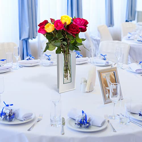 Belle Vous Glazen Bloemen Vaast – 32,7 cm – Grote Rechthoekige Kristal Heldere Planter met Spiegel Beplating Voor Huis/ Kantoor Decoratie en Bruiloften/ Feest Kopstukken Decoraties Houder - Afbeelding 6