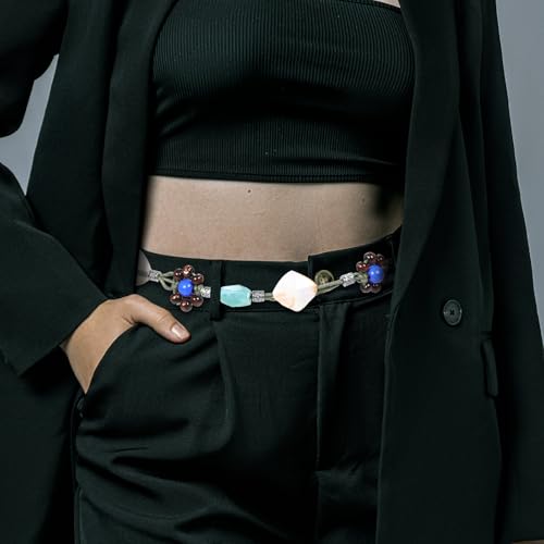 LUOZZY 2pcs Ethnic Hand Woven Rope Waist Belt with Acrylic Beads and Tassel for Women Skirt Dress Decoration Accessories3