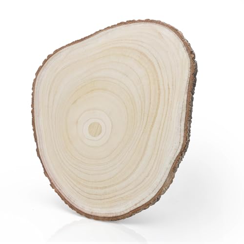 30-35cm Holzscheiben, Runde Baumscheiben Ohne Loch, Holzscheiben zum Basteln, Paulownia Baumscheibe, Baumscheiben Tischdeko, Holzplatte Rund für DIY Basteln Hochzeit Weihnachten Dekoration