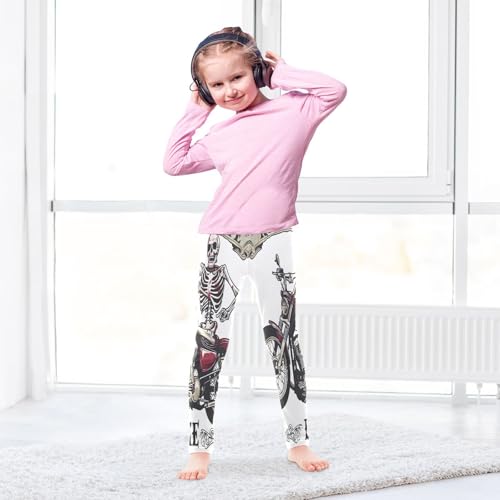Bolaz Toddler Girls Leggings Printed Yoga Pants Leggings Skeleton Riding A Motorcycle for Kids4