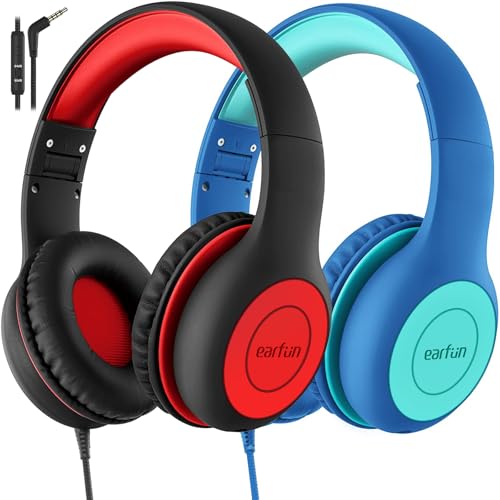 EarFun 2-Pack Wired Kids Headphones with Dual Volume Limits & Share Port