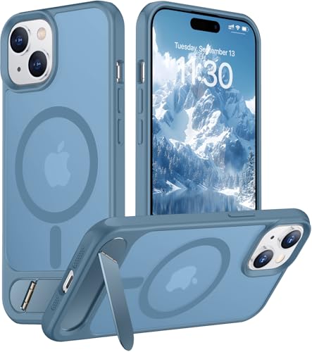 Image of Magnetic Compatible with iPhone 15 Plus Case & iPhone 14 Plus Case, [Built-in Invisible Kickstand][Compatible with MagSafe][Military Grade Shockproof] Slim Translucent Matte Phone Case 6.7 inch