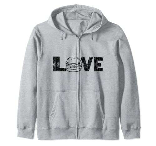 Love Burgers Divertido Hamburguesa con queso Gráfico Sudadera con Capucha